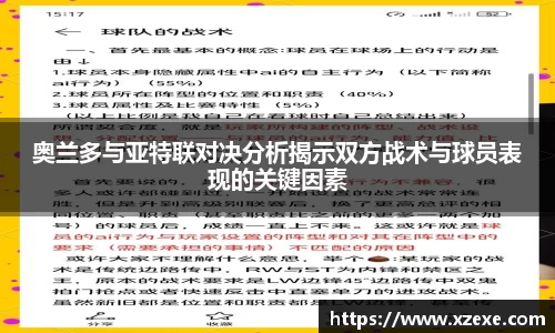 奥兰多与亚特联对决分析揭示双方战术与球员表现的关键因素